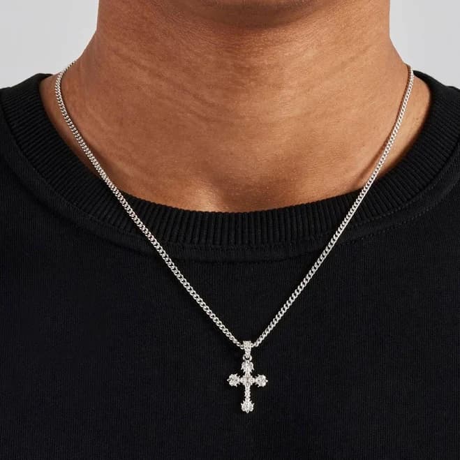 Cernucci Textured Cross Cuban Necklace