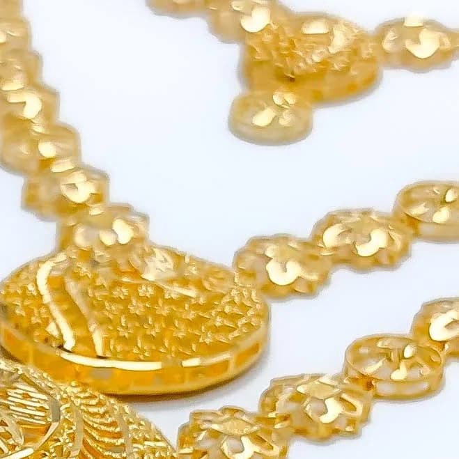 21K Gold Layered Dangling Flower Necklace Set
