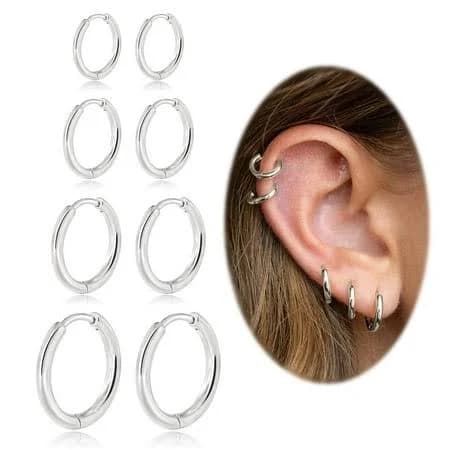 Surgical Stainless Steel Huggie Hoop Earrings