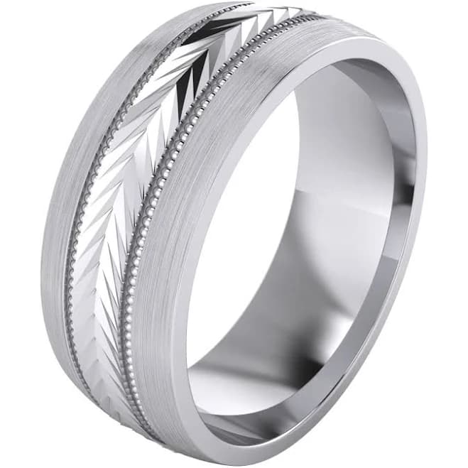 Sterling Silver Arrow Patterned Wedding Band