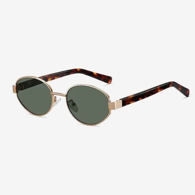 Vintage-Inspired Oval Sunglasses with Slim Gold Frame