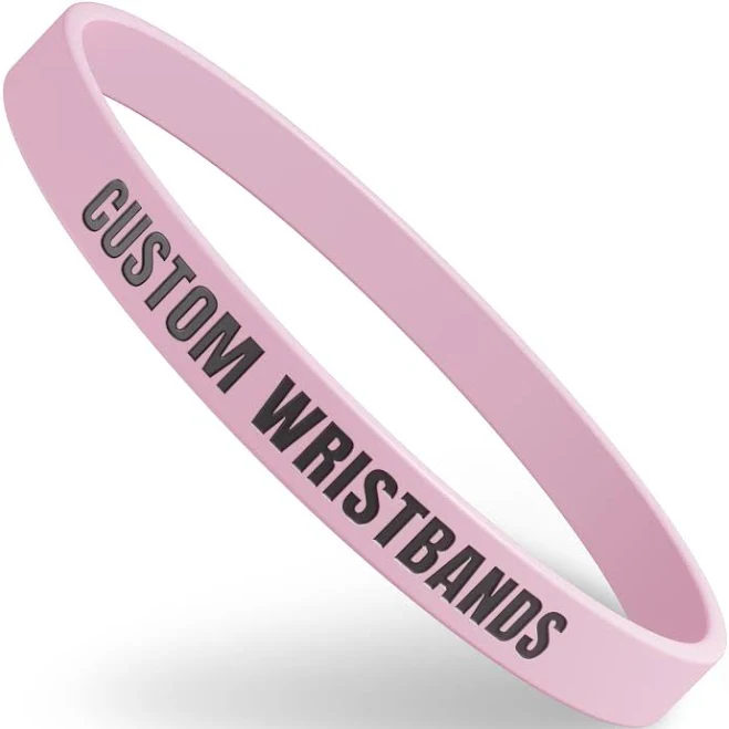 Custom Wristbands - Rubber - Ultra Thin (1ct, Pink 203) by Wristband Bros