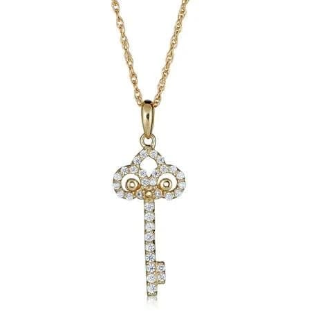 10K Yellow Gold Key Pendant Necklace with 18" Chain