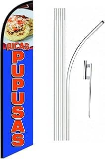 Ricas Pupusas Blue Feather Flag | 3ft W x 11.5ft H | Durable Super-Knit Polyester with Aluminum Flagpole and Ground Spike | Outdoor Advertising Banner Flag for Promotions | One Kit w/Hardware