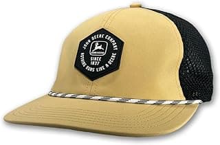 Mesh Trucker Hat, Tan and Black, Rope Accent, Heritage Logo Patch