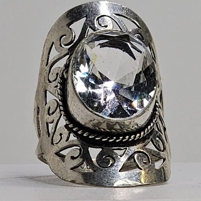 Handmade Oval Clear Stone Costume Ring