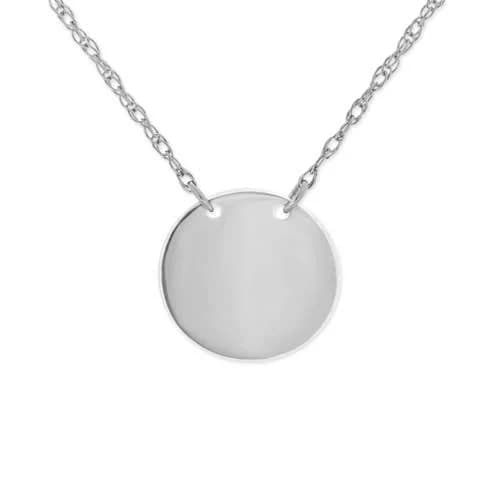 14K White Gold Mini Disk Pendant Necklace