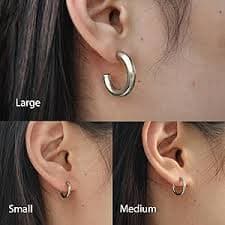 Amazon.com: Gold Hoop Earrings Set for Women, Chunky Gold Open Hoops 25mm Lightweight Surgical Stainless Steel Cartilage Huggie Hoop Earrings 8mm 10mm 14K Gold Plated Hypoallergenic Earrings for Sensitive Ears (Silver): Clothing,