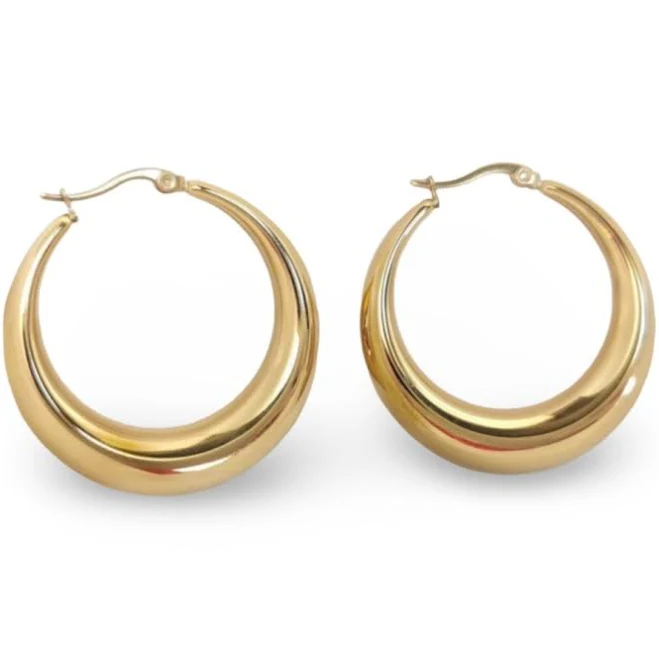 Women's Gold Plated Curved Hoop Earrings