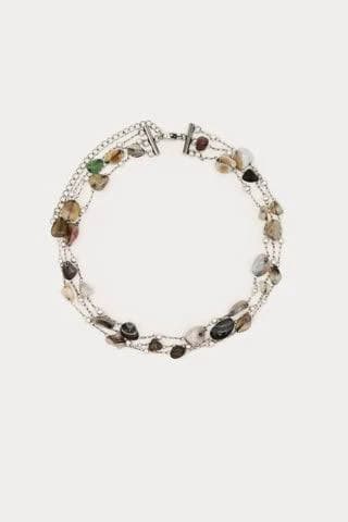 Petit Moments Women's Adjustable Stone Choker Necklace With Stainless Steel Chain