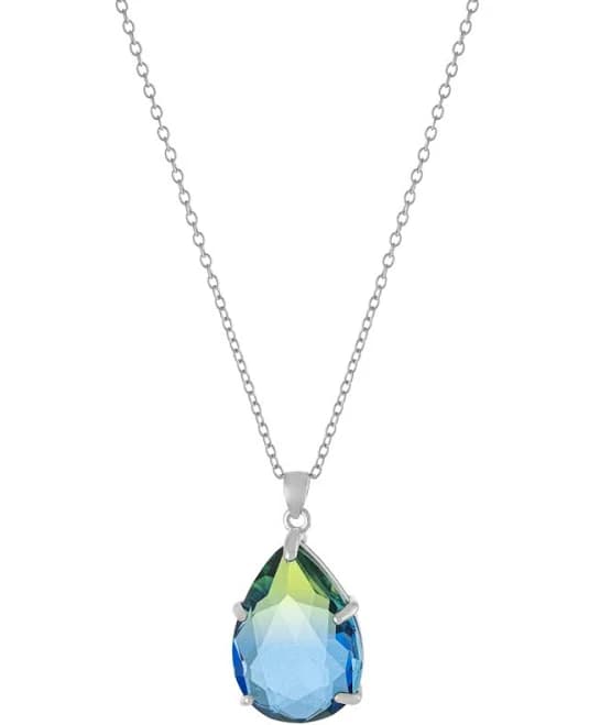 Macy's Sterling Silver Ombre Crystal Teardrop Pendant Necklace