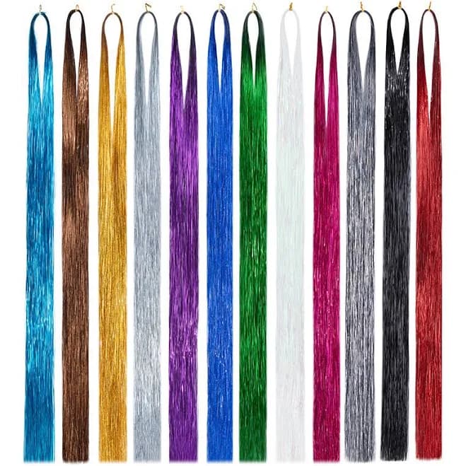Hair Tinsel 250 Strands Holographic Sparkle Extensions Glitter Women