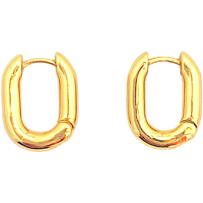 14K Gold Plated Stainless Steel Chunky Rectangle Hoop Earrings