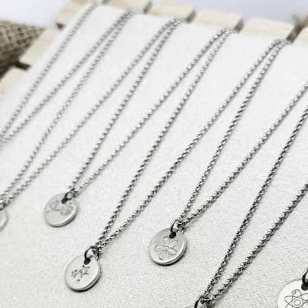 Tiny Silver Pewter Pendant Necklace
