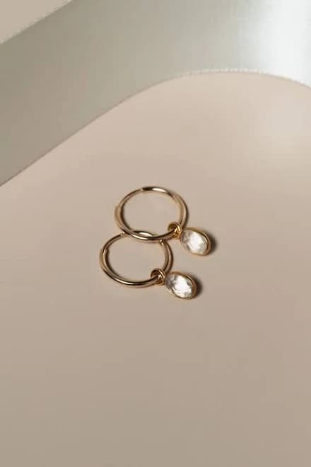 14K Gold Filled Crystal Huggie Hoops