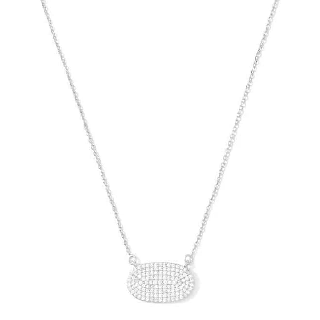 Splendid Iris Pave Oval Pendant Necklace