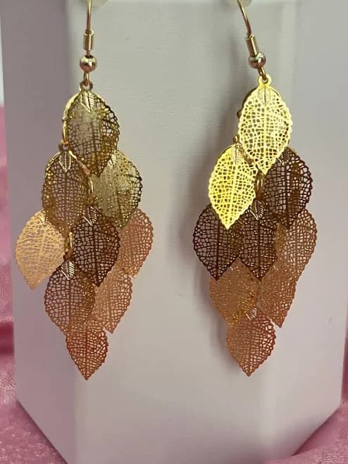 Bohemian Multi Layered Filigree Leaves Dangle Drop Earrings