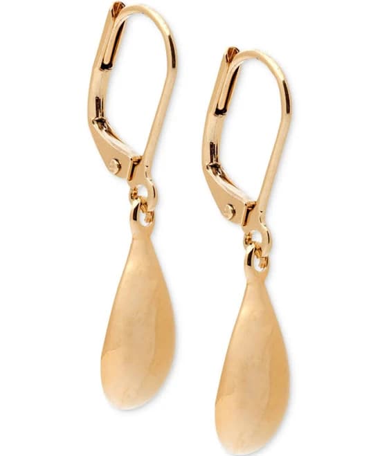 LAUREN Ralph Lauren Women's 14k Gold-Plated Hammered Teardrop Drop Earrings
