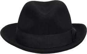 Amazon.com: ULTRAFINO Crooner Wool Felt Fedora Trilby Snap Brim Hat Lined BLACK 7 : Clothing, Shoes & Jewelry