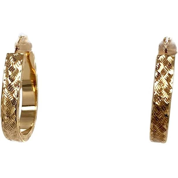 10K Gold Textured Hoop Earrings