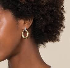 14k Yellow/white Gold Contemporary Drop Earrings. SKU: EG15482M45JJ | Gabriel & Co.