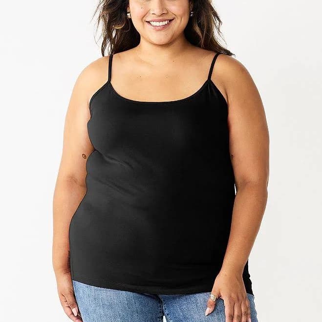 Plus Size Sonoma Goods For Life Spaghetti Strap Cami, Women's, Size: 3XL, Black