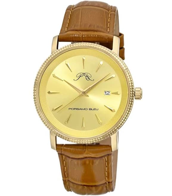 Porsamo Bleu Men's Veritas 2 Genuine Leather Band Watch