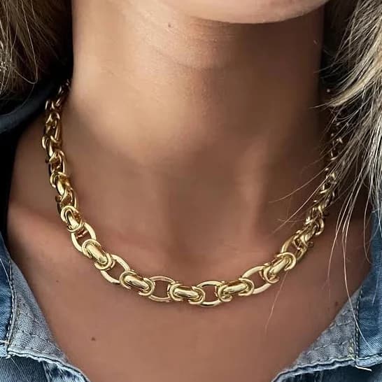 Chunky Gold Link Chain Choker Necklace