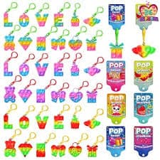 Fun Little Toys 36Pcs Valentine Pop Fidget Toys Keychain, Rainbow Bubble Popping Game Mini Fidget Toys for Kids Party Favors and Sensory Play : Target
