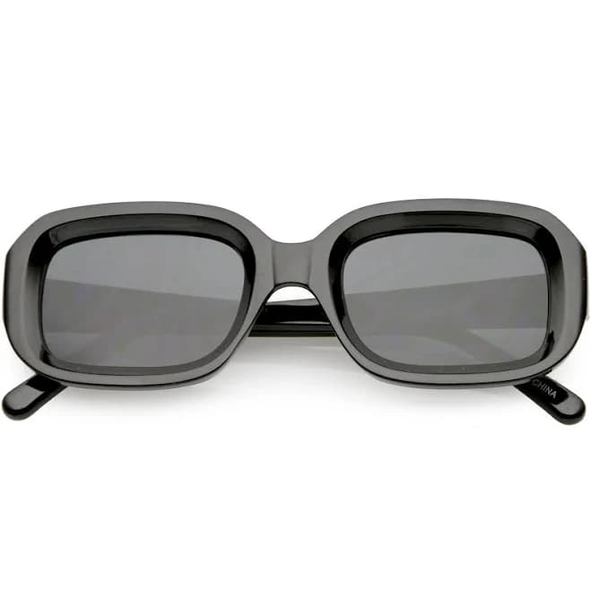 Artistic Retro Modern Deep Rectangle Block Sunglasses