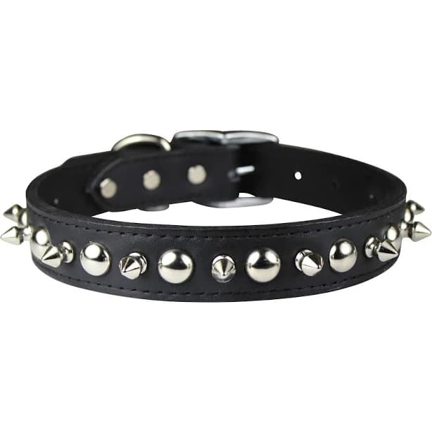 Leather Brothers Signature Leather Spike and Stud Dog Collar