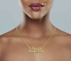 14K Gold Heart Name Plate Necklace | Style #20