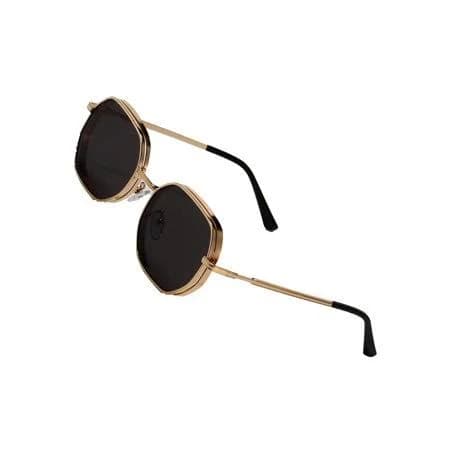 POLASUP Gold Hexagon Sunglasses Double Frame UV Protection Chic Daily Wear Fashion Eyewear, Women's, Size: One size, Black