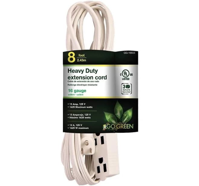 Go Green 15 ft. 16/3 SPT-2 3 Outlet Extension Cord