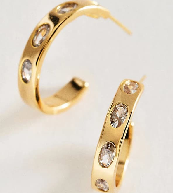Anthropologie Pavé Embrace Hoop Earrings