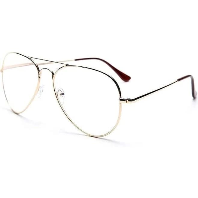 Classic Gold Metal Aviator Glasses with Clear Lenses
