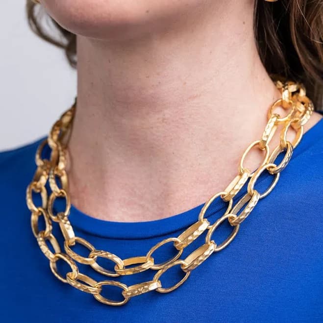 Satin Gold Link Necklace