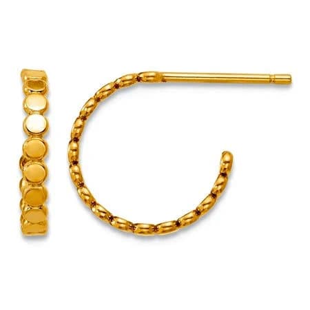 14K Gold Filled Beaded Post Hoop Earrings
