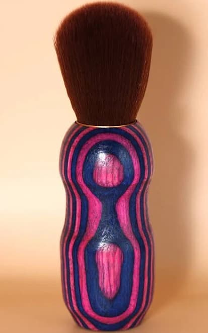 Handmade Pink/blue Wood Handled Blush Makeup Brush With Soft Bristles