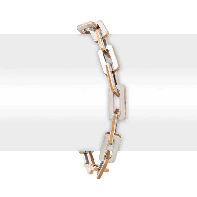 Platinum Rectangular Links Bracelet