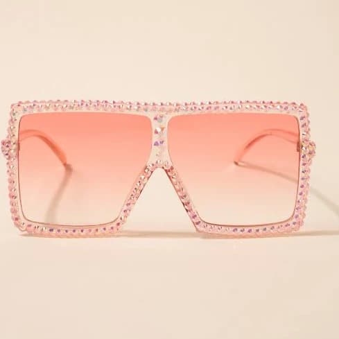 Fame Oversized Square Rhinestone Sunglasses