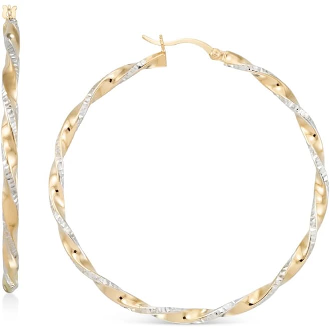 Macy's Women's 14k Gold-Plated Sterling Silver Twisted Hoop Earrings
