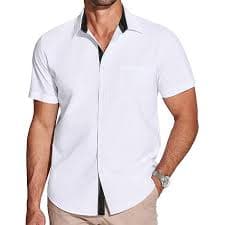Amazon.com: Men's Linen Shirts Short Sleeve Button Down Casual Tops Summer Beach Vacation Tee with Pocket Male Plaid Edge Tropical Shirt Dark Grey : Clothing, Shoes & Jewelry