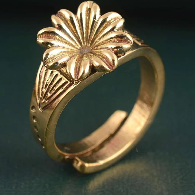Boho Statement Floral Gold Flower Ring