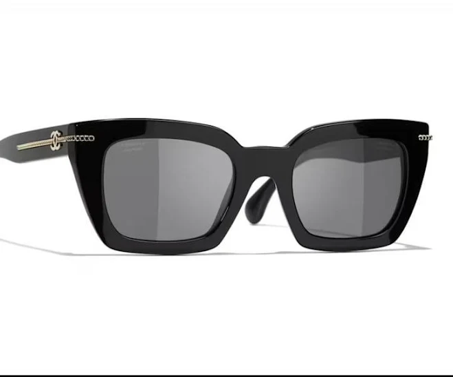 CHANEL Women's Square Polarized Sunglasses with Chain