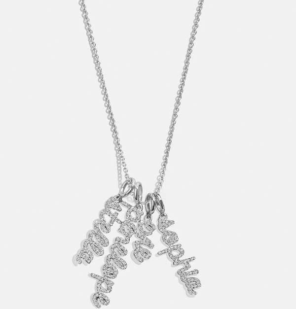 BaubleBar Mini Pavé Script Custom Pendant Necklace
