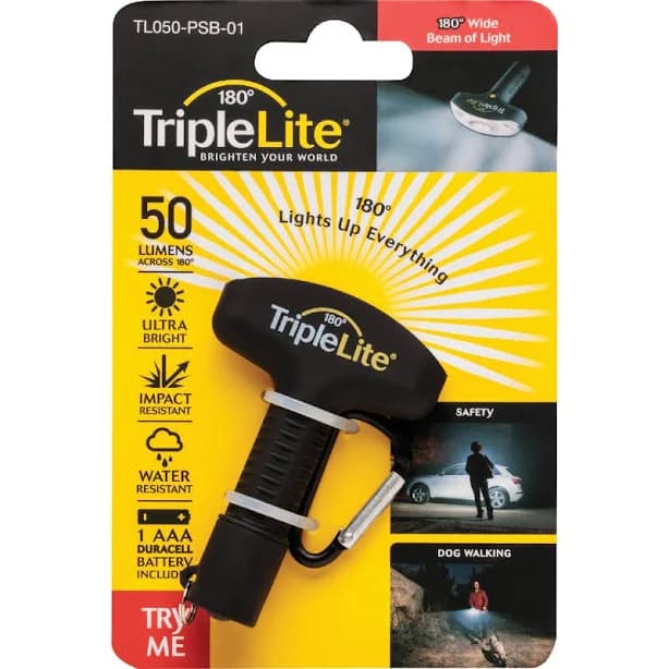 TripleLite 50 Lm Black LED Flashlight AAA Battery