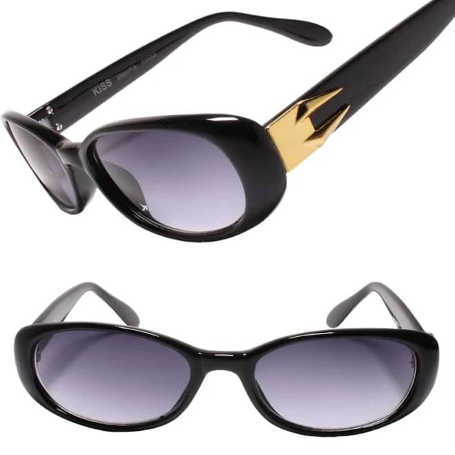 Old School Deadstock Gold Embellish Temple Rectangular Black