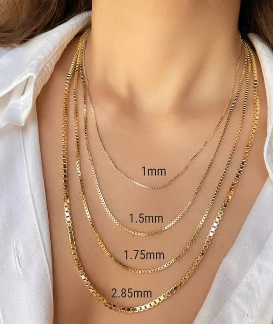 10K/14K Yellow Gold Diamond Cut Box Chain Necklace