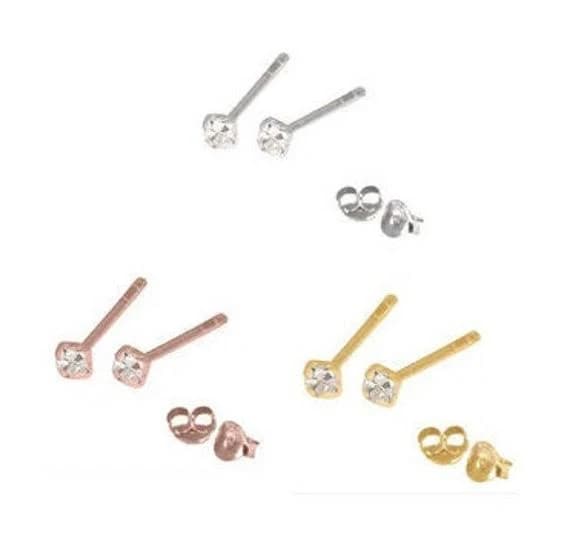 Tiny Cute Sparkly CZ Crystal Studs